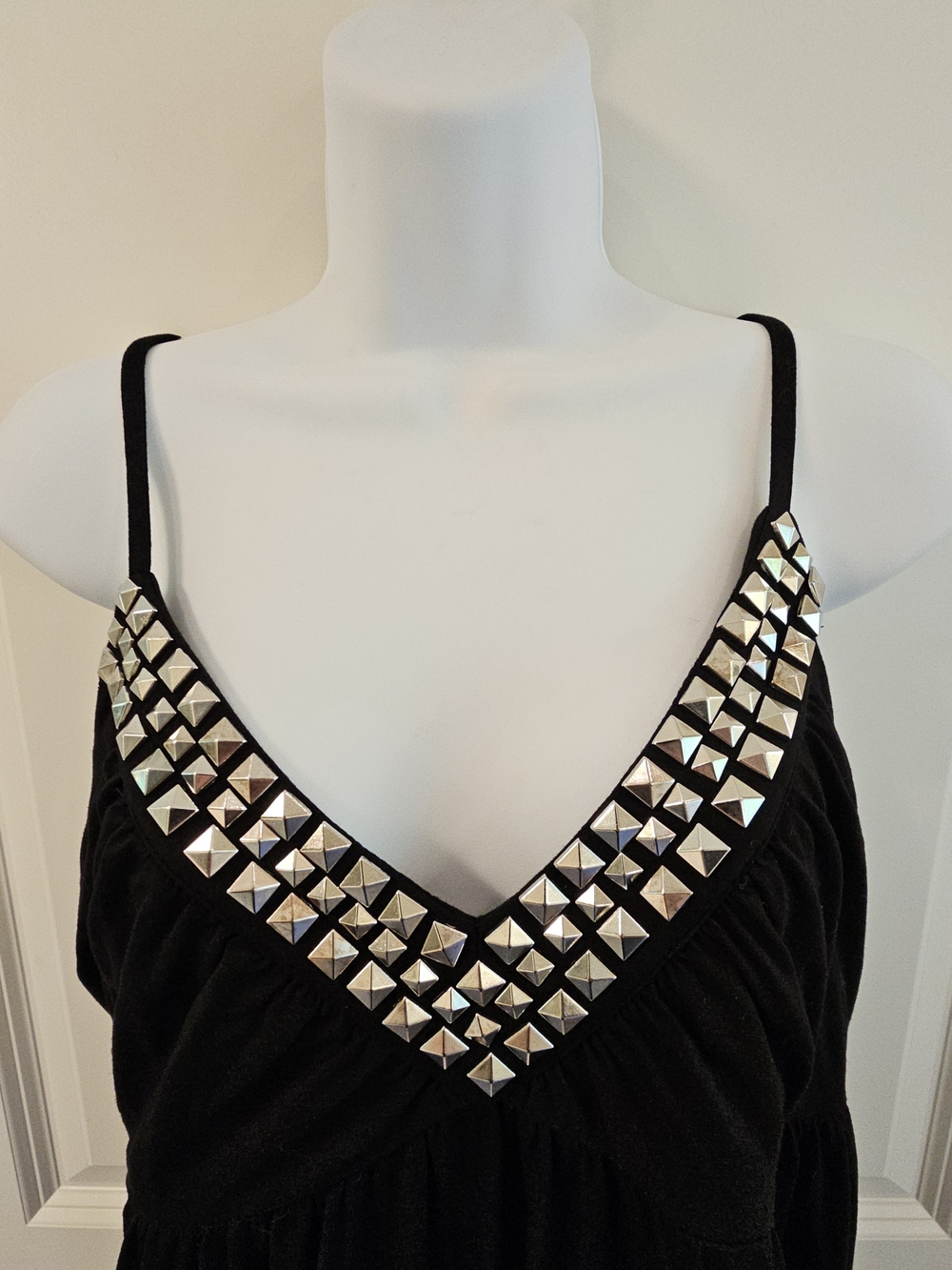 INC Int'l Concepts Women's Black Embellished V-Neck Maxi Dress Large Petite